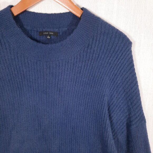 Love Tree Eyelash Fuzzy Ribbed Knit Sweater SZ Large Soft Stretch Cozy Slouchy - Picture 8 of 16